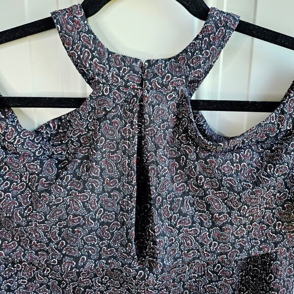 Michael Kors Peek a Boo Halter Neck Flutter Sleeve Blouse Size Medium Paisley - Picture 7 of 11